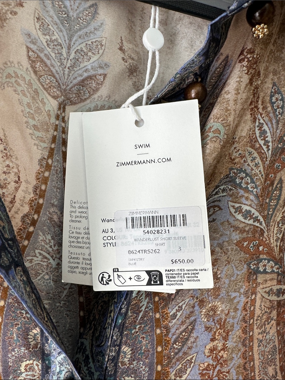 Zimmermann Wanderlust Paisley Silk Blouse  Sz 3, US 10 NWT - Picture 6 of 11